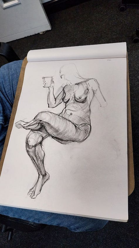 life drawing of nude model in cardiff