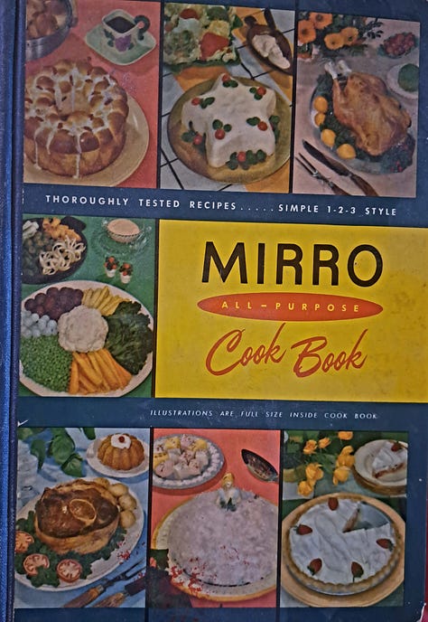 Inside pages and cover of the Mirro cookbook.