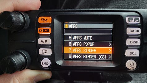 Accessing APRS RINGER settings