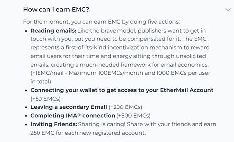 Sign up and earn EMC tokens