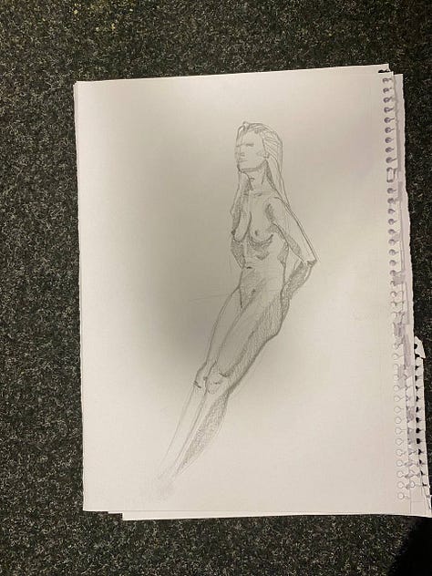 nude female life drawing in cardiff