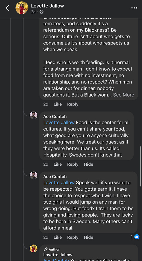 Screenshots of the conversations