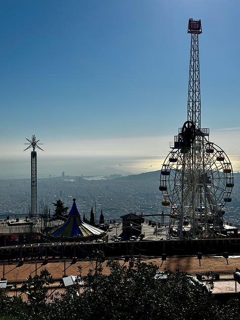 Hiking to the Tibidabo in Barcelona, Catalonia, Spain