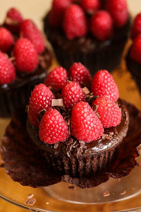 Making a chocolate raspberry cupcake