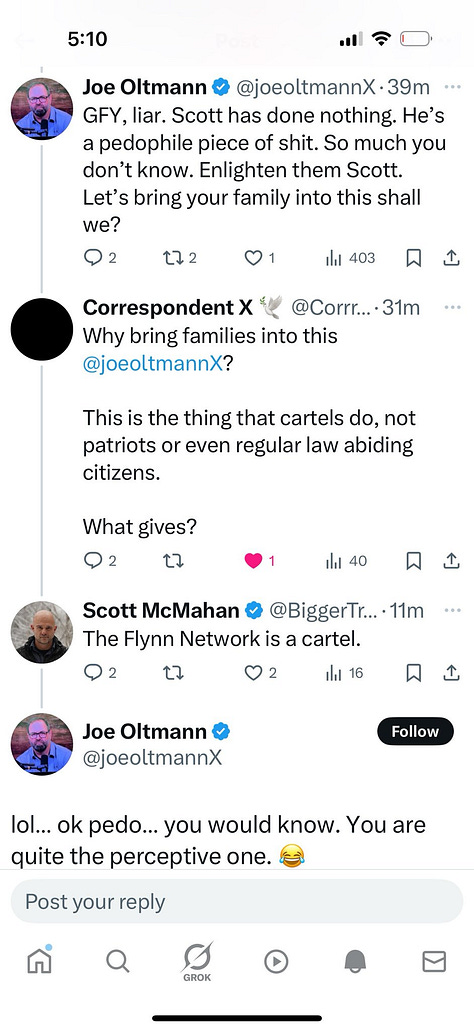 A small sampling of Flynn Network slander posts against me.