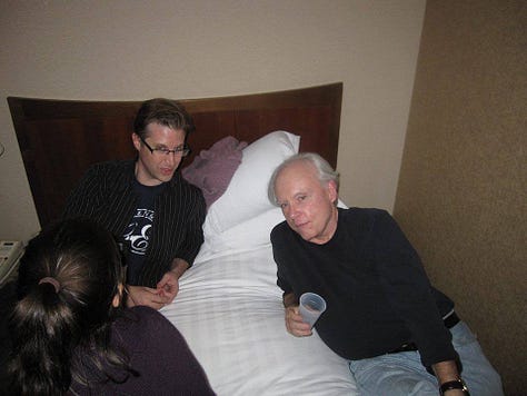 Photos of Rick Bowes and me at the KGB Bar and at a Readercon party