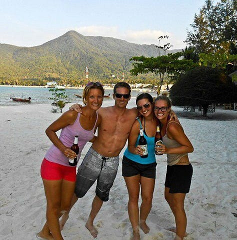 friends having fun on a tropical island koh phangan