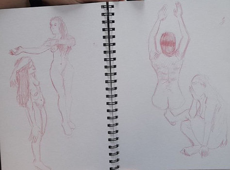 life drawings of a nude female model in cardiff