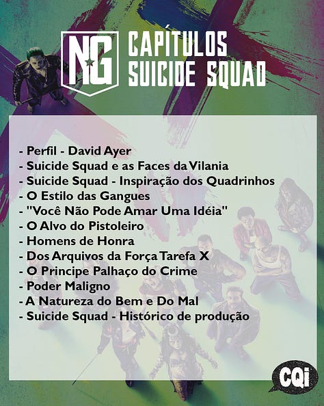 Lista de capítulos do livro NOVA GENESIS de Diogo Oliveira, da Editora CQI, livro nacional sobre o Snyderverse e o DCEU.