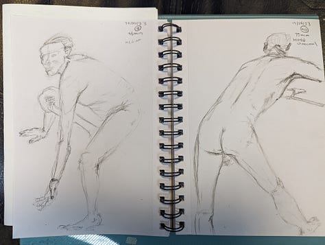 Male life model in dynamic poses