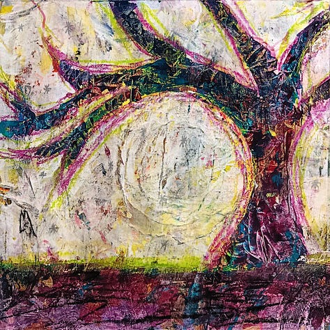 Mixed Media Winter Forest Trees