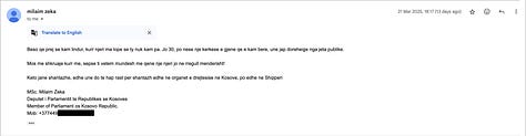 Gjatë gjithë hetimit tonë, Gunpowder Chronicles i ofroi z. Milaim Zeka mundësi të shumta për të komentuar mbi pretendimet që përfshijnë deklarata publike, lidhje të dyshimta dhe përfshirje në skandale të mundshme politike. Përmes komunikimeve të dokumentuara në email, u përpoqëm të sigurojmë një proces të drejtë dhe transparent, duke i kërkuar sqarime për gjetjet tona. Në vend të një përgjigjeje faktike apo bashkëpunimi profesional, z. Zeka reagoi me gjuhë fyese, akuzoi për shantazh dhe refuzoi të komentojë mbi faktet e ngritura. Kjo qasje shmangu një mundësi të drejtë për të dhënë versionin e tij në një platformë të hapur dhe të paanshme.