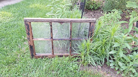 Series of images of an old window being turned into a towel rack