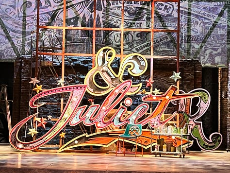 Images of the theatre and stage of & Juliet on Broadway