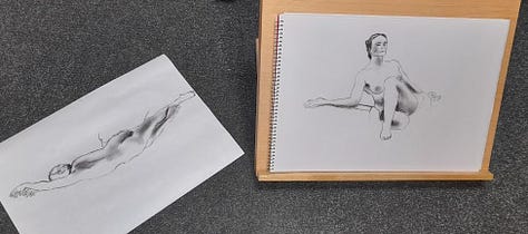 life drawings of a nude female model in cardiff