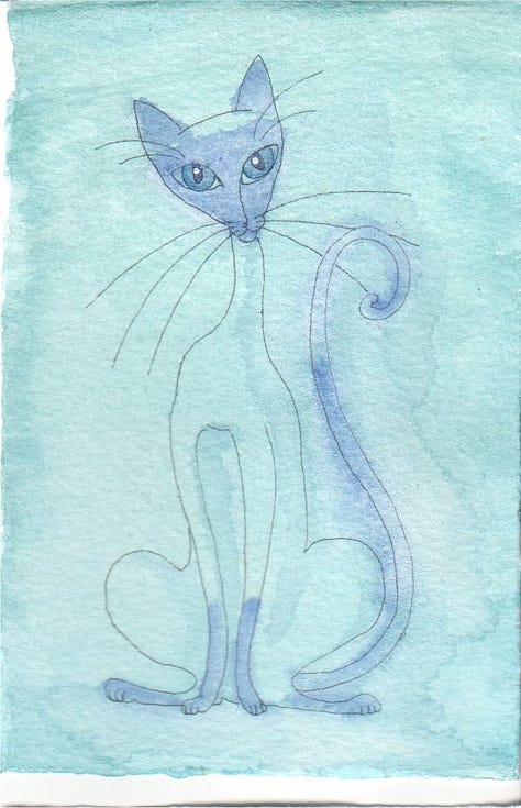 A collection of blue paintings from the past and present