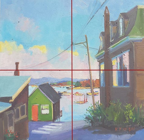three versions of the painting to show composition.