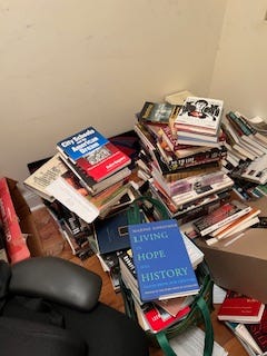 A selection of books in nine images. Each image has several books all lined up together in a row. One is a top-down look at four books that features their covers instead of their spines. Titles include:  W.E.B. Du Bois' "The Philadelphia Negro," "Between Past and Future" and "Human Condition" by Hannah Arendt, "Middle Passages: African American Journeys to Africa," 1787-2005," Michael Eric Dyson's "Holler If You Hear Me," and "City Schools and the American Dream: Reclaiming the Promise of Public Education" by Pedro A. Noguera and James A. Banks