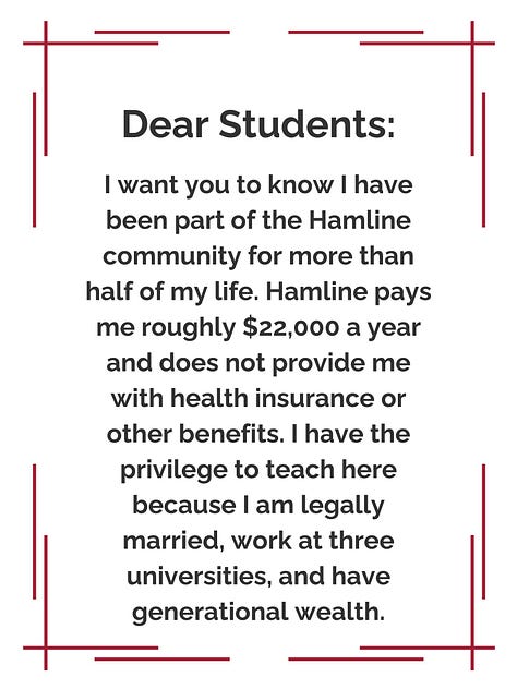 Poster entitled "Dear Students," with information I want them to know.