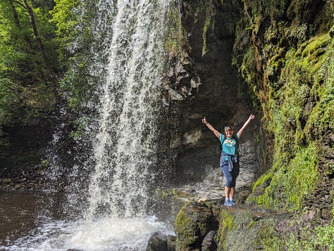 images of waterfalls in sunshine in the brecon beacons