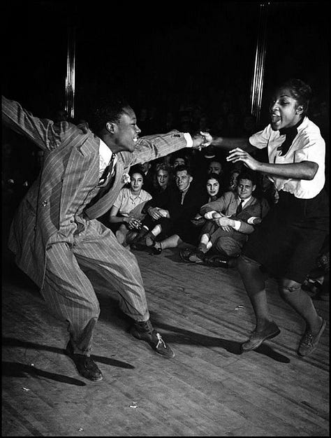 Black and White photos of Cotton Club dancers doing the Lindy Hop.