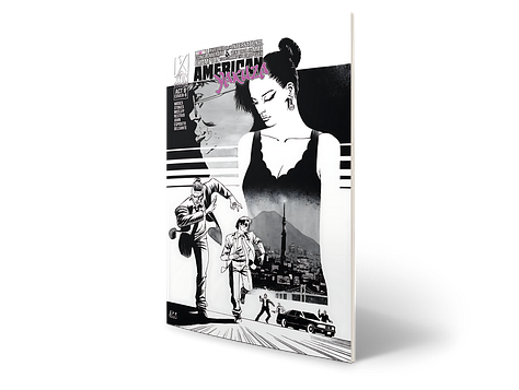 Five graphical cover images from the American Yakuza Act II Kickstarter campaign.