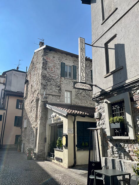 Top L-R: new elm and morning sun at Villa Olmo, sunbeam through west window, central Como blue sky, tarocco oranges in the wild, palm tree shadow show-off, mimosa flowers for women's day, tourist season starts with a shock and bang, more mimosa 🌼 more celebrating women, traghetto and sapphire waters 