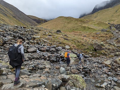 walking up Scafell Pike