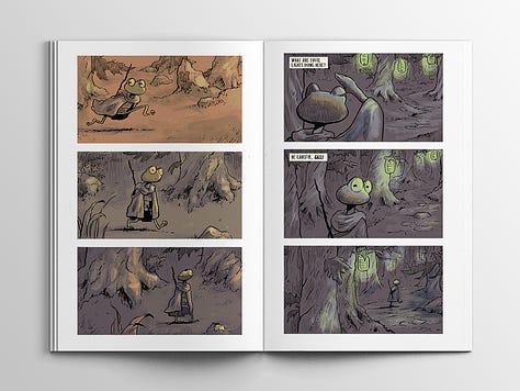 A selection of images of Joe Latham's new comic, The Eternal Mountain
