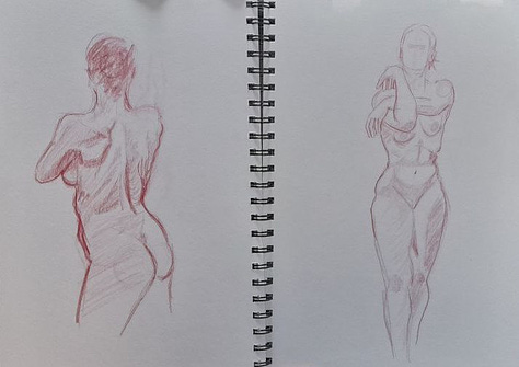 life drawings of a nude female model in cardiff