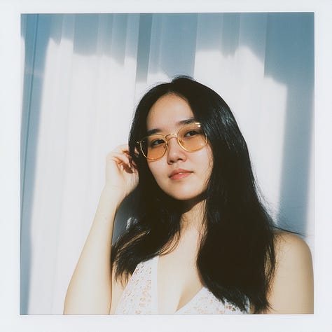 Photos of women taken by Polaroid, Instax, and Riga Minox cameras.