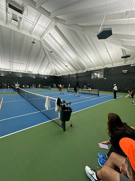 Indoor court, author with Ryan Ritter, and outdoor championship court