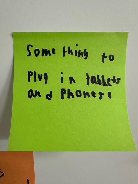 people put their ideas on sticky notes - everything from an electric paramotor glider to getting kids involved, whatever it is!