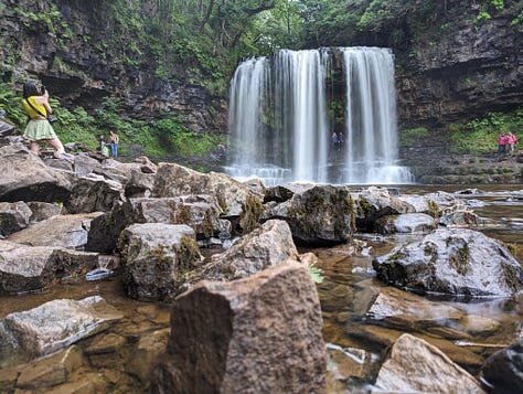 guided walk waterfalls brecon wales 