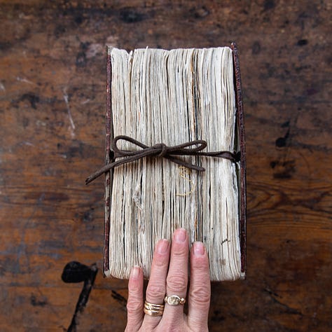 Old handbound Journal made from antique leather bookbinding