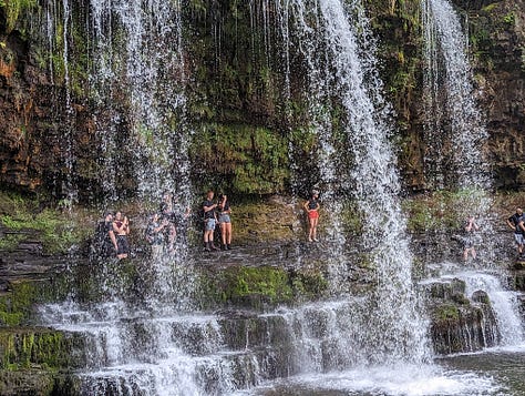 waterfall walk with guide in the Brecon Beacons