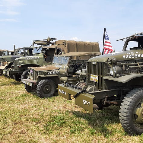 Images from the Military Weekend, featuring WWII tanks, vehicles and even a horse and cavalry rider.