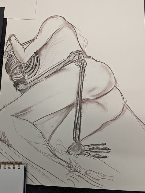 life drawing of nude model in cynon valley cardiff