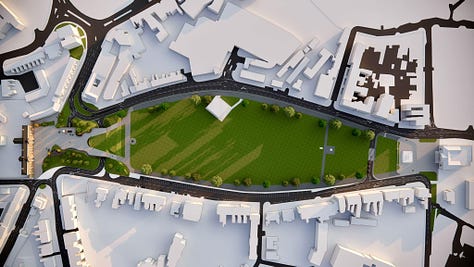 Proposed Master-Plan for the heart of Armagh, reimagining the historic connection between the Armagh Gaol and The Mall. 