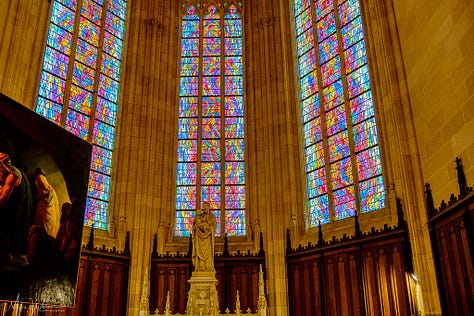 Stained glass windows and organ