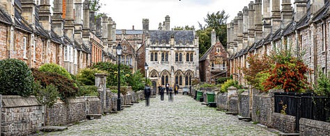 Vicars’ Close was founded in the 1300s, so it may be the oldest residential street in England. These beautiful photos are from https://www.wells.co.uk/vicars-close/