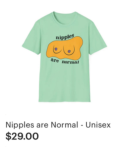 This ad for the Planet Nude Gift Shop showcases a new design with the phrase “Live Naked Die Happy” in a bold, retro-style script. The text is accompanied by a simple, stylized illustration of two nude figures reclining on a soft, wavy background in shades of purple. The ad features three product images: A black cotton tote bag with the “Live Naked Die Happy” design in white. A die-cut sticker with the same design, featuring a white border around the text and illustration. A white unisex t-shirt displaying the design prominently on the chest. Each product is listed with its price: Tote bag: $29.00 Sticker: $10.00 T-shirt: $29.00