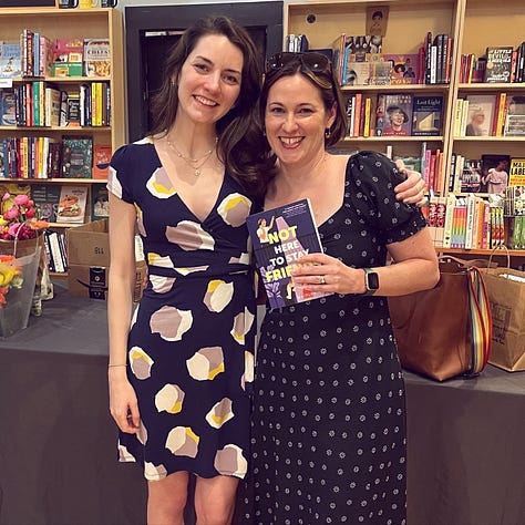 Highlights from launching Not Here to Stay Friends, including: 1. Mazey Eddings and me at our dual launch at Malaprop's in Asheville, NC; 2. My friend Lee and me at my Lexington launch, where Lee and her husband brought freeze pops as book-related photo props; 3. My friend and Joseph-Beth launch conversation partner Gwenda Bond and me; 4. Signing books at Union Ave in Knoxville, TN; 5. Knoxville conversation partner Lauren Morrill and me; 6. Me at my school visit at Great Crossing High School