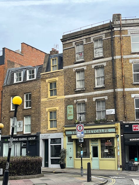 Streets in Clerkenwell, lovely bookshop and park cafe Clerkenwell Kiosk