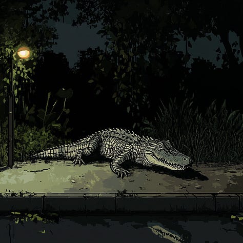 Captain, crocodile, demon point-and-click adventure game prompts in Midjourney