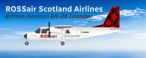 The current ROSSair Scotland fleet: 1) Aria T42 Transonic, 2) Aria T102 Transonic, 3) Aria V42 eVTOL, 4) Aria V42qc eVTOL Combi, 5) Aria V12c eVTOL Combi Air Ambulance, 6) ATR 42, 7) ATR 72, 8) Britten-Norman Islander, 9) de Havilland DHC-6 Twin Otter.