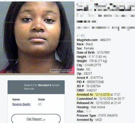 Three mugshots of Williams
