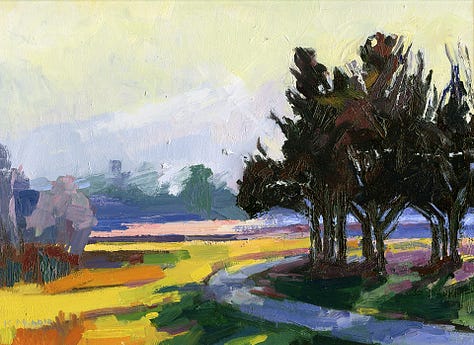 Landscape paintings in an impressionistic style