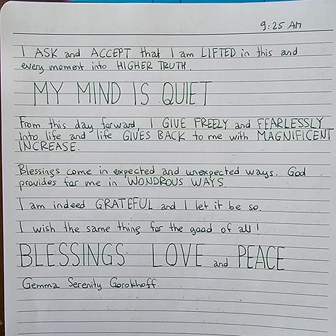 Handwritten and adapted version of this abundance prayer, by Gemma Serenity Gorokhoff 🙏 