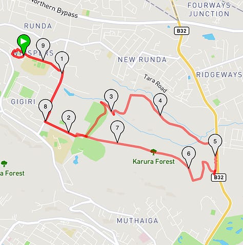 running loops in Nairobi, Kenya